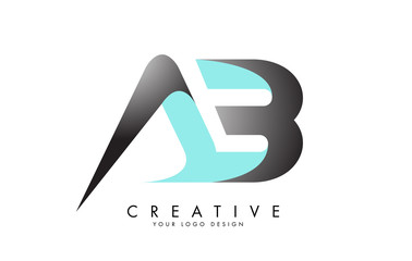 AB A B Letter Logo Design with Ribbon Effect and Green and Gray Gradient Vector.