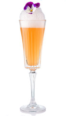 Fresh orange alcohol cocktail with garnish isolated on white