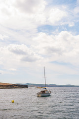 Fototapeta premium Boat in the beach, Sant Antoni de Portmany, Ibiza, Balearic Islands, Spain