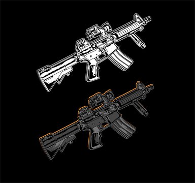 gun ilustration design style vector simple