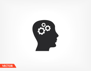 Pictograph of gears in head icons. Vector EPS 10. Head. gear. settings in the head. the head is thinking. 10 eps vector graphics