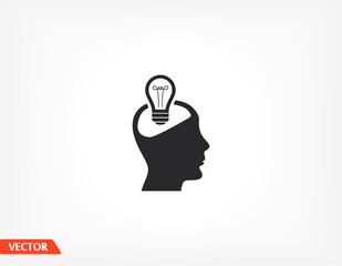 Head and sweetheart icon, head light. User silhouette symbol for your website design Head, logo, application, user interface Head. Vector illustration, EPS 10 skull.