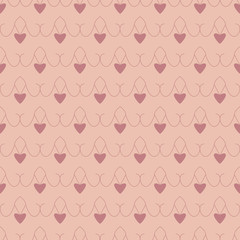 Seamless pattern with hearts. Color orange and red. Pastel colors. Vector