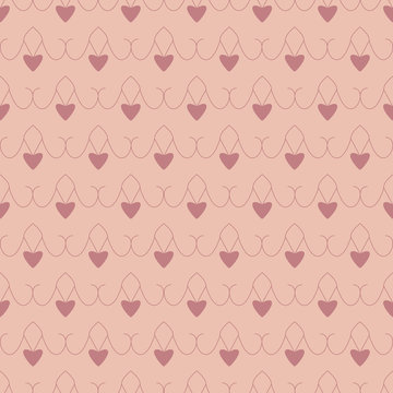 Seamless pattern with hearts. Color orange and red. Pastel colors. Vector