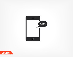 Contour sms phone icon isolated on application, sms phone logo, user interface. Editable barcode sms phone. Vector illustration. Eps10 sms phone.