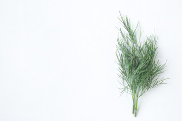 Fresh green dill isolated on white background.