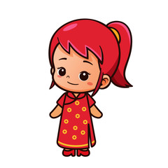 Cute little girl cartoon illustration isolated on white background