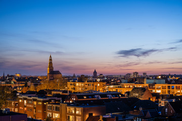Overview of the city of Groningen with Der Aa-kerk. - obrazy, fototapety, plakaty
