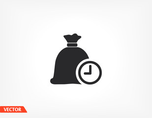 Time is Money , bag and time icon . Lorem Ipsum Flat Design