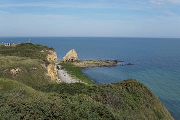 Fototapeta na wymiar Coastline with High Cliffs in Normandy, France.
