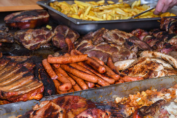 Assorted meat products, sausages, oktoberfest