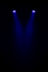 scene, stage light with colored spotlights and smoke