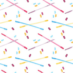Seamless watercolor pattern of birthday confetti elements.