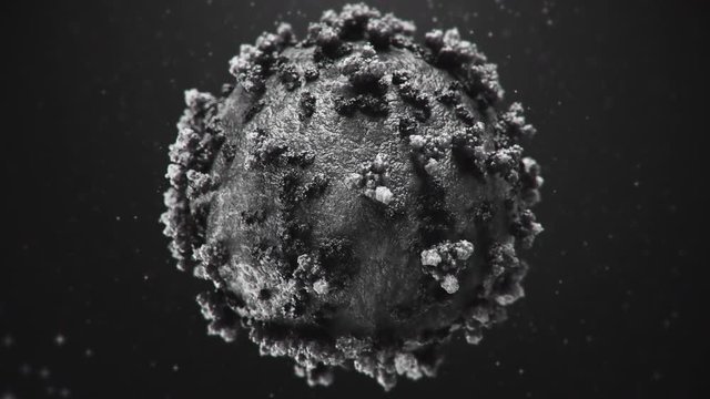 Realistic omicron delta corona virus cells flowing. Viral disease global pandemic outbreak. influenza, covid 2019-nCov COVID-19 novel coronavirus Microorganisms macro close up 3d render loop
