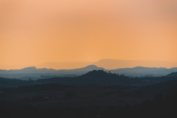 sunset over the tropical mountains, nature landscape scene