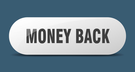 money back button. money back sign. key. push button.