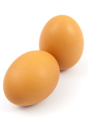 Brown eggs on white background