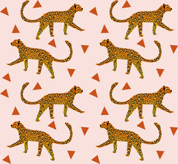 Leopard seamless pattern modern trendy hipster style. Background, endless repeating texture. Vector illustration