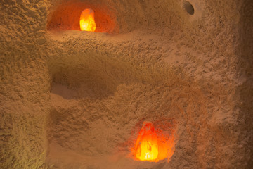 2 salt lamps in a salt cave