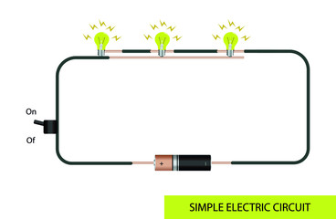 simple electrical circuit. simple electrical circuit diagram. subject of physics lesson electrical energy