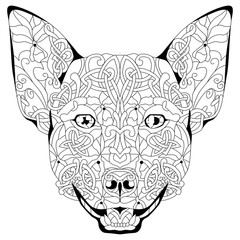 Zentangle stylized head dog. Hand drawn decorative vector illustration for coloring