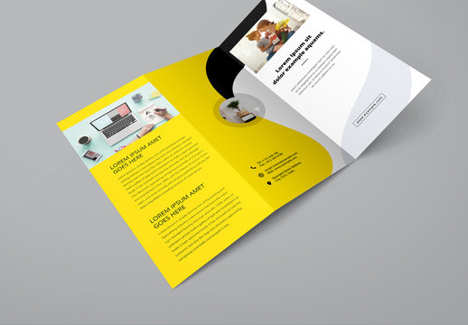 Creative Trifold Brochure with Yellow Concept