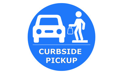 Curbside Pickup illustrated vector clip art sign symbolizing a designated area  © SRP