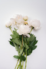 Obraz na płótnie Canvas Bouquet of white peonies on a light background.