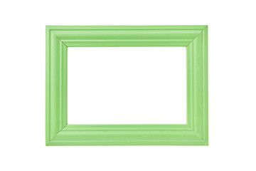 Green frame for painting or picture on white background with clipping path
