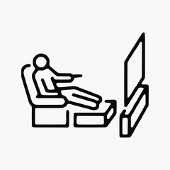 Man Watch TV line Art single vector icon symbol