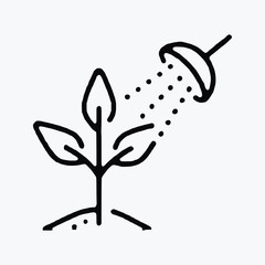 Water To plant line Art single vector icon symbol