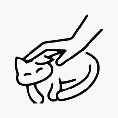 Love With Cat line Art single vector icon symbol