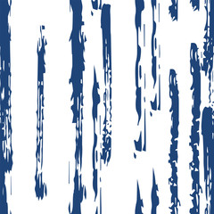 Blue Textile Line Vector Seamless Pattern. Drawn 