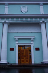Fototapeta na wymiar Entrance to the administrative building, Petrozavodsk, Karelia.