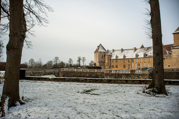 Fototapeta na wymiar ancient castle burgundy winter