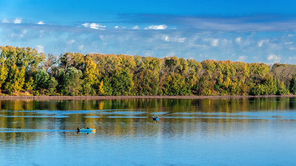 Landscape with a river in the early morning