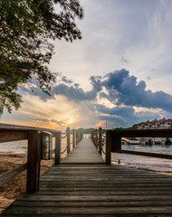 Obraz premium wooden bridge over the lake, North Carolina