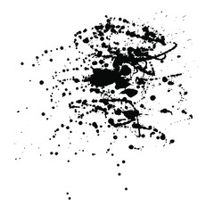 Grunge splatter. Black paint splat isolated on white background