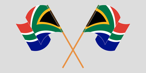 Crossed and waving flags of South Africa