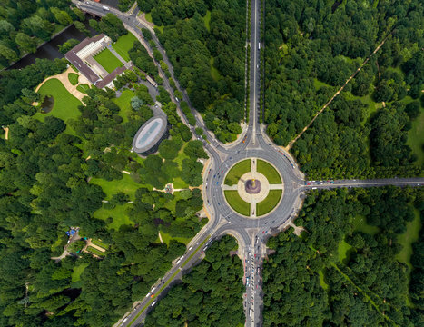 Aerial view of Berlin Tiergarten park, Germany.
