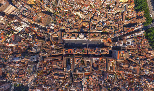 Aerial view above of Piazza Navona, Rome, Italy.