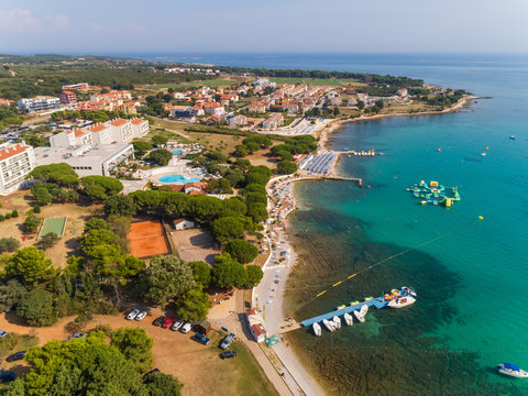 Aerial view of Medulin coastal line during the summer, Croatia.