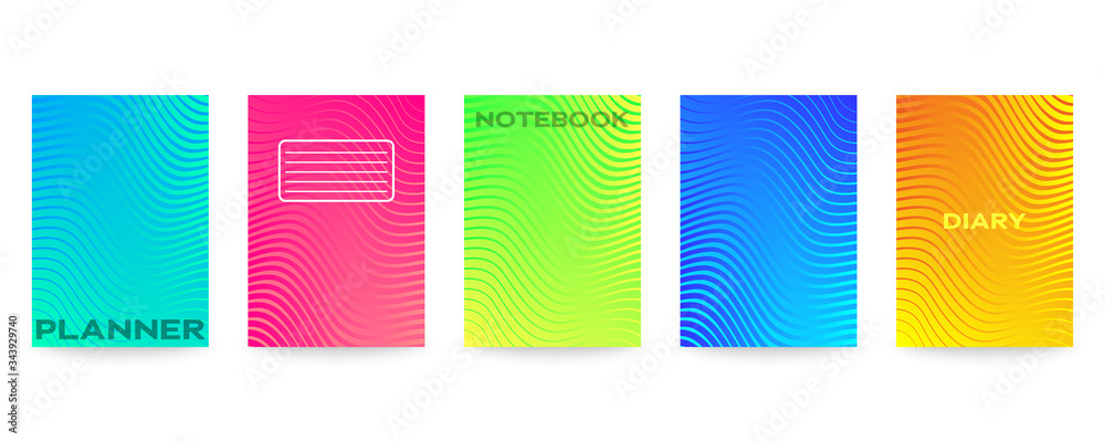 Aufkleber Minimal vector abstract cover notebook design. Planner and diary cover for print. Abstract design for copybook brochures and school books. Notebook paper. Brochure, book, magazine template