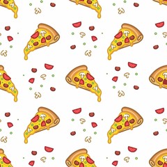 pattern seamless of pizza in style flat, line, modern design. - vector illustration