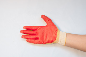 Worker Wearing Leather Work Glove Giving the Thumbs Up Sign