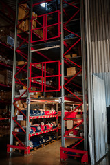 Warehouse storage of retail merchandise shop..