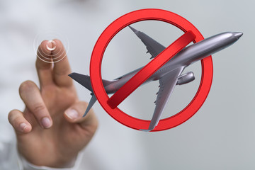 travel with plane prohibited warning sign .