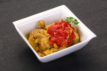 Caucasian cuisine - baked eggplant and tomato