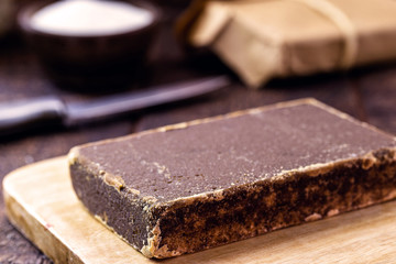 Rapadura is a sugar cane-based sweet, consumed in Brazil made in Ceará, Brazilian dessert, hard candy. Tradition of regional festivals.