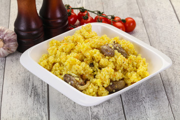 Rice with Chicken hearts
